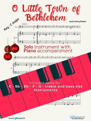 cover image of O Little Town of Bethlehem (in C) for solo instrument w/ piano